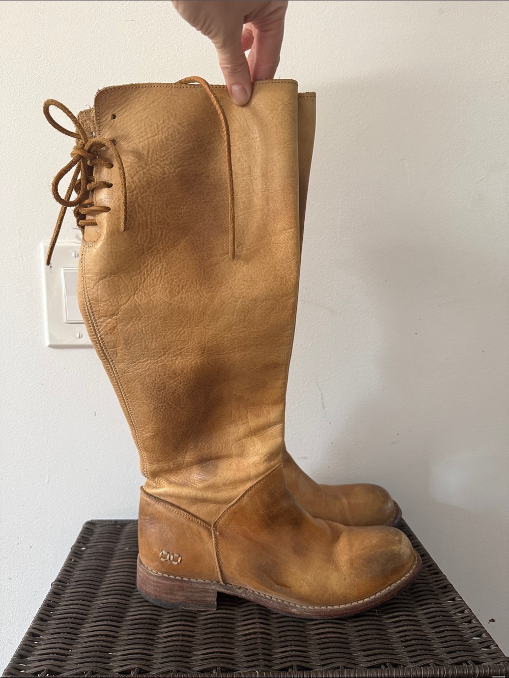 Bed Stu Women's knee high Leather Boots in Tan